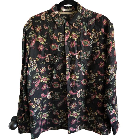 Vintage Anne Pinkerton Paisley Silk Button Up Blouse Paisley Print S - Picture 1 of 10